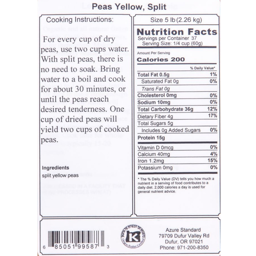 Organic Yellow Split Peas