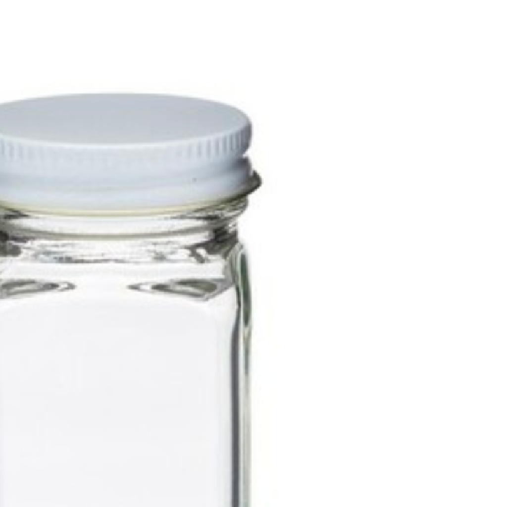 Square Spice Bottle with White Lid, 4 oz