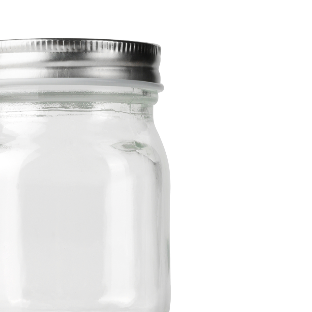16 oz Clear Glass Jar with Black Lid