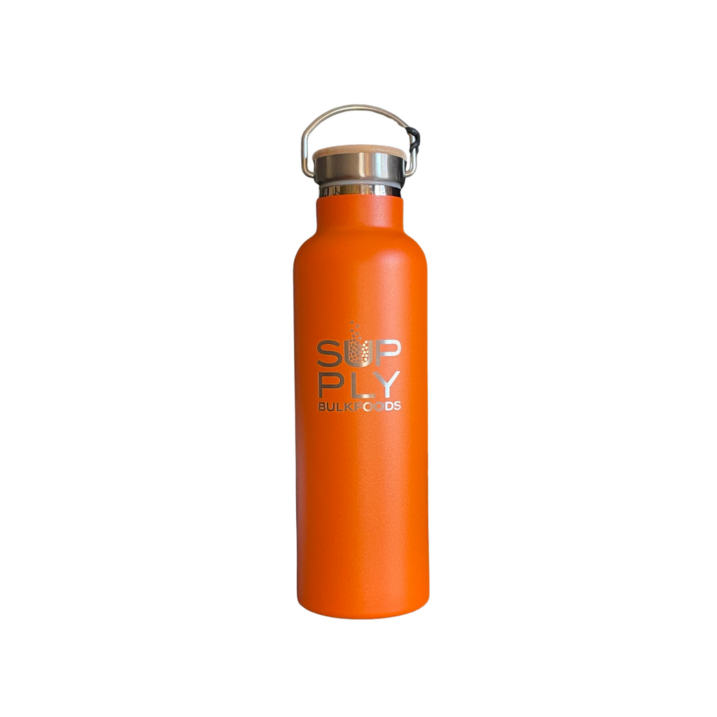 Ezprogear 25 oz Stainless Steel Water Bottle with 3 Lids ((Orange